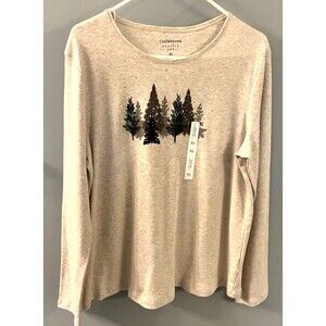 Croft & Barrow NWT Womens Crew Neck Winter Scene Tee Size XL